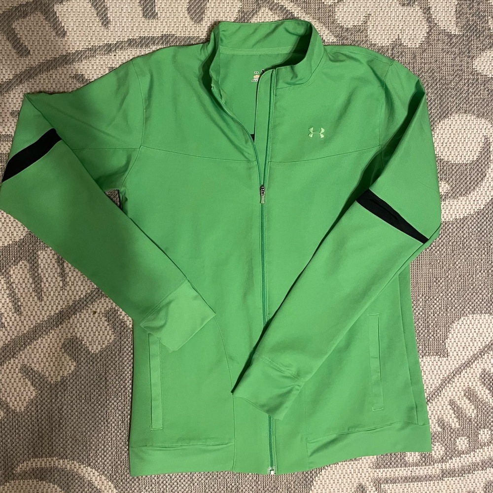 Under Armour running jacket, green and black